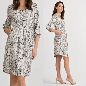 Joseph Ribkoff Python Snake Print Dress in Ivory/Beige/Black size 10